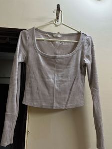 H&M Beige Ribbed Top