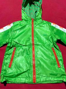 Kids Hooded Star Print Jacket – Green (Size 80)