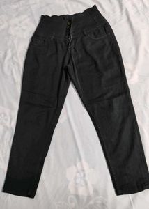 High-Waisted Black Jeans