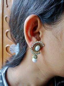 Pearl &amp; Diamond Earrings (Silver)