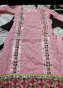 Pink Embroidered Kurta Set