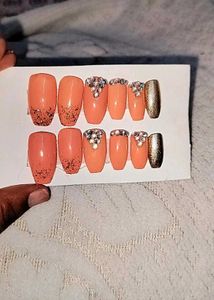 Peach Sparkle Press-On Nails