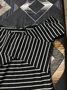 Striped Off-the-Shoulder Bodysuit