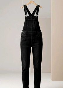 Stylish Black Denim Overalls