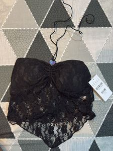 Black Lace Halter Top