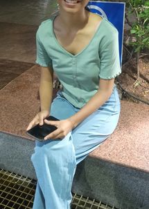 Mint Green Button-Down Top