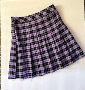 H&M- Purple Plaid Pleated Mini Skirt