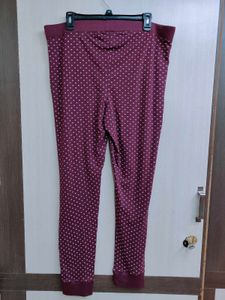 Maroon Polk Dot Jegging/ Yoga Pants