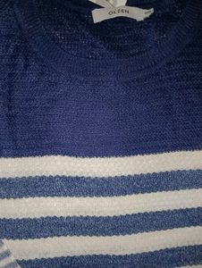 Navy OLZEN Striped Knitted Sweater