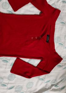 Red Button-Down Top