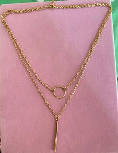 Double Layered Ring Bar Necklace