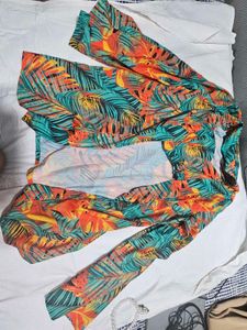 Tropical Print Sleeveless top with shrug
