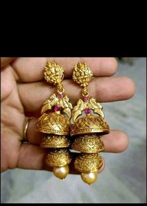 Gold Jhumka Earrings