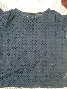 Navy Blue Crochet Top