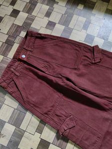 Brown Maroon Coffee Colour Cargo Jeans