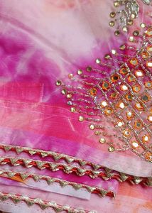 Organza Mirror Work Tie Die Saree