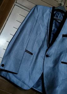 Partywear Men Shiny Stylish Blue Suit Set