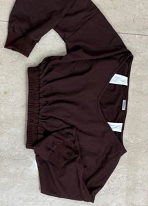 Brown Off-Shoulder Top