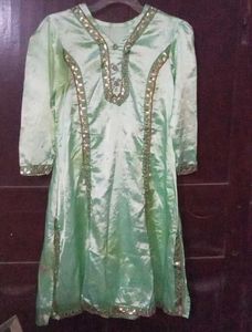 Pista Green Satin Kurti