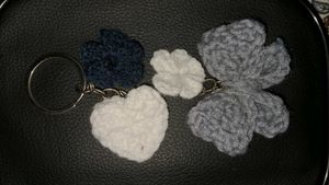 Crochet Flower & Heart & Bow Keychain