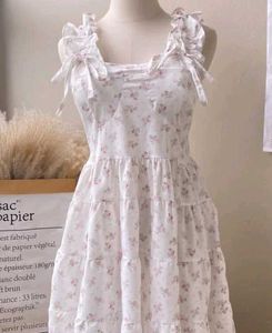Floral Tie Strap Tiered Dress