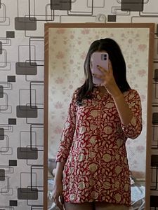 Red Floral Print Tunic