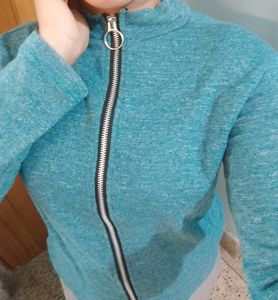 Stylish Teal Zippered Top