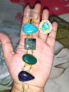 Combo turquoise Gemstone Bracelet & Ring
