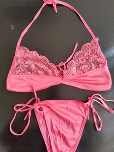 Pink Lace Bikini Set