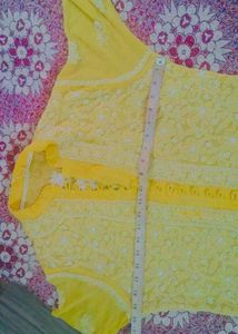 Yellow Chikankari Kurti For Girls And Women Size I