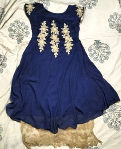 Navy Blue Frock Style Kurta