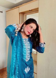 Teal Embroidered Kurta Set