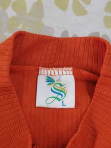 Orange Mock Neck Crop Top