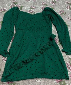 STREET 9 GREEN PRINTED CHIFFON BODYCON DRESS