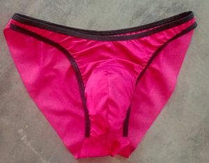 Mens Maroon Satin Pouch Briefs