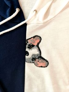 Hoodie Oversized Top- Blue And White