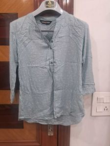Light Blue Polka-Dot Top