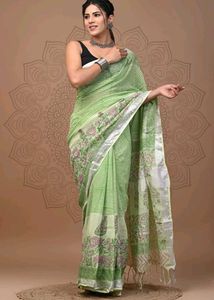 Elegant Green Printed Saree