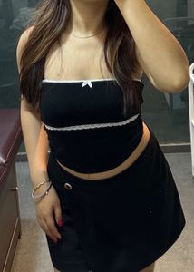 Coquette Lacey Black Tube Top