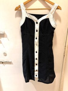 Black & White Contrast Stitch Dress
