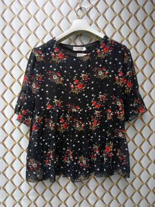 New With Tag Cute Floral Korean Empire Top