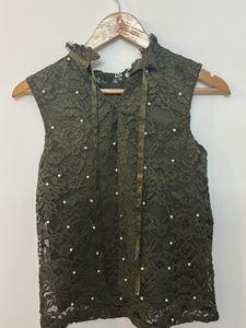 Green Lace Top With Cotton Lining