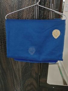 Blue &amp; Gold Embroidered Saree