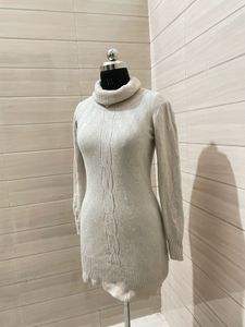 Imported Cream Cable Knit Mini Dress