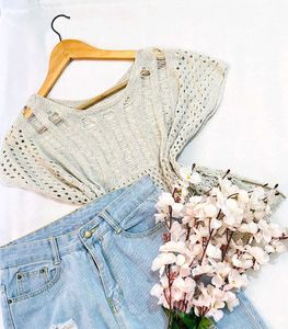 Pinterest Crochet Oversized Grey Top B