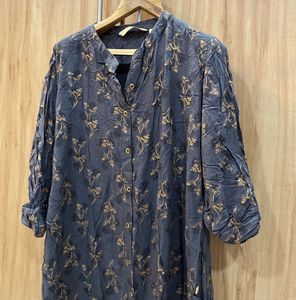 Grey Floral Kurta- Size S