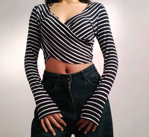 Striped Crop Top For Women