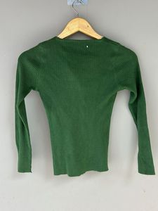 Green Ribbed Long Sleeve Top