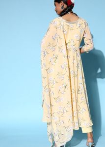Yellow Floral Print Kurta Set