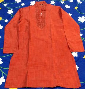 Manyavar Red Ethnic Kurta Set